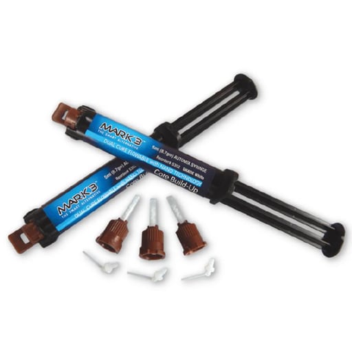 Mark3 5351 Core Build-Up Automix Syringe Blue 2/Bx 5mL  + 10 Mixing Tips & Intra-Oral Tips EXP Jul 2026 Mark3 5351 Core Build-Up Automix Syringe Blue 2/Bx 5mL  + 10 Mixing Tips & Intra-Oral Tips EXP Jul 2026